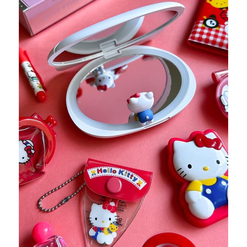 Hello Kitty Led Rechargeable Makeup Mirror + Wireless Compact Mirror hot Bundle